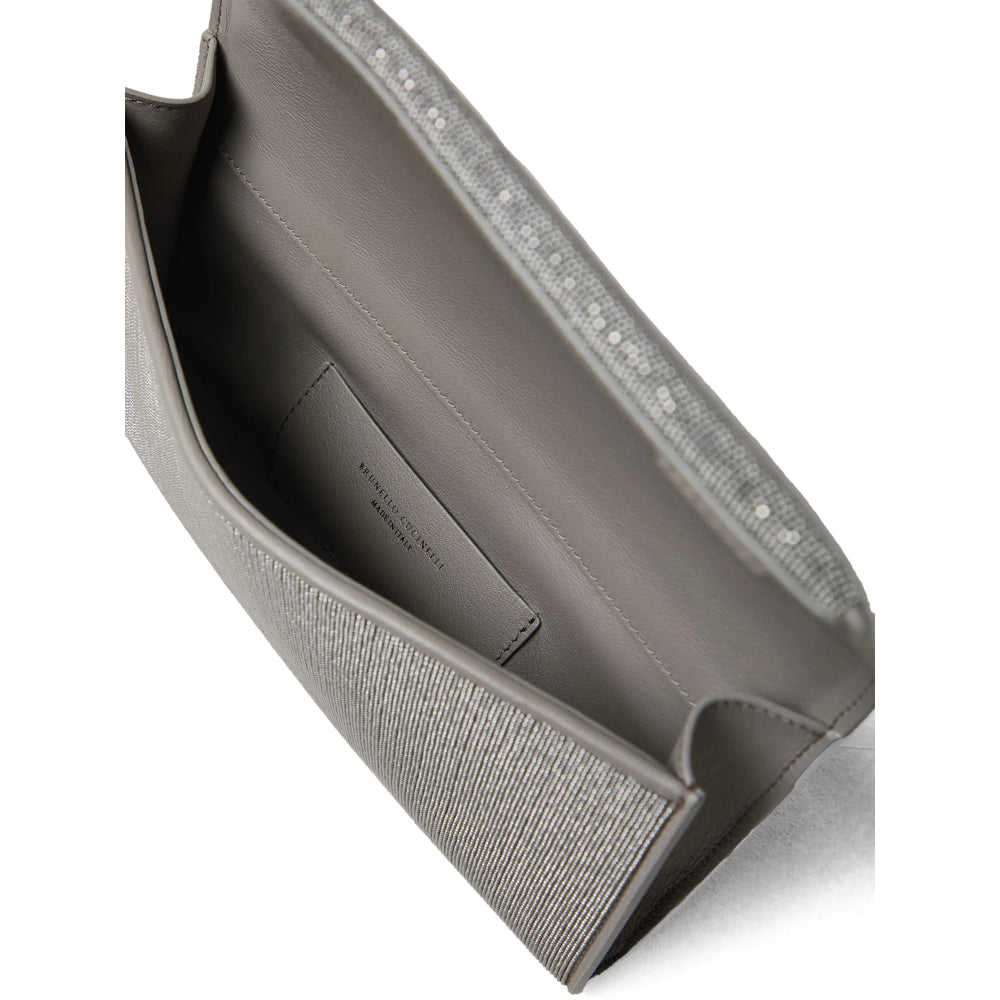 Brunello Cucinelli Grey Clutch Bags Women BRUNELLO CUCINELLI