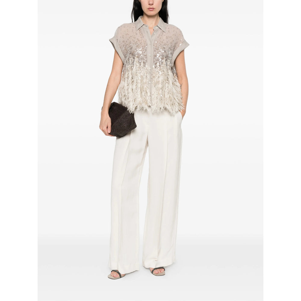 Brunello Cucinelli White Trousers - Straight Trousers Women BRUNELLO CUCINELLI