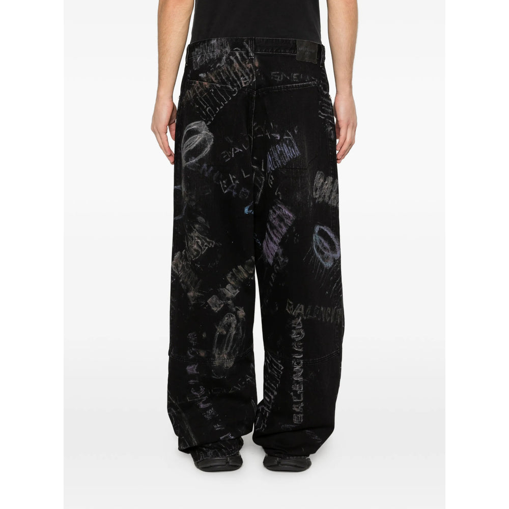 Balenciaga Black Denim - Wide-Leg Jeans Men BALENCIAGA