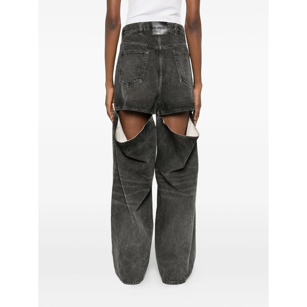 The Attico Black Denim - Wide-Leg Jeans Women THE ATTICO