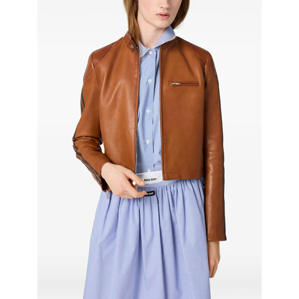 Miu Miu Brown Jackets - Leather Jackets Women MIU MIU