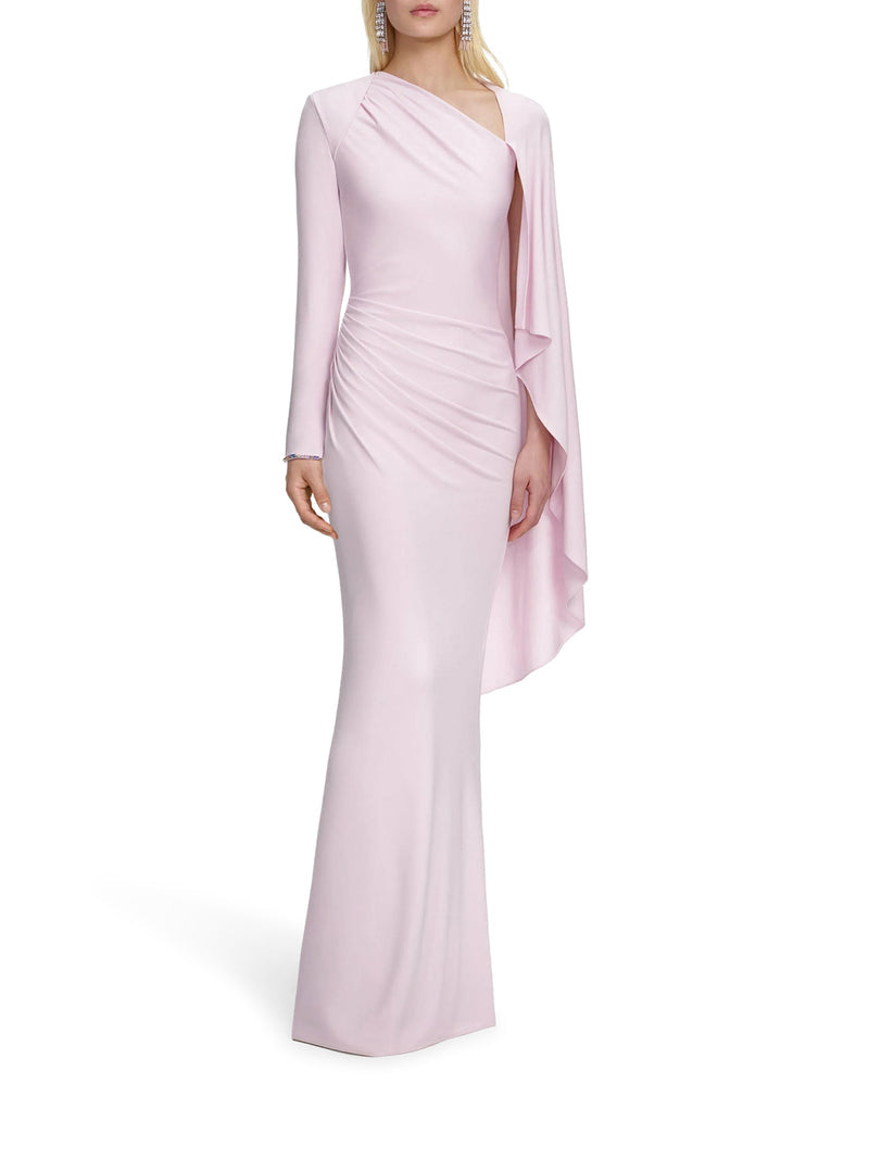 Self-Portrait Women Long Draped Pink Jersey Dress SELF-PORTRAIT