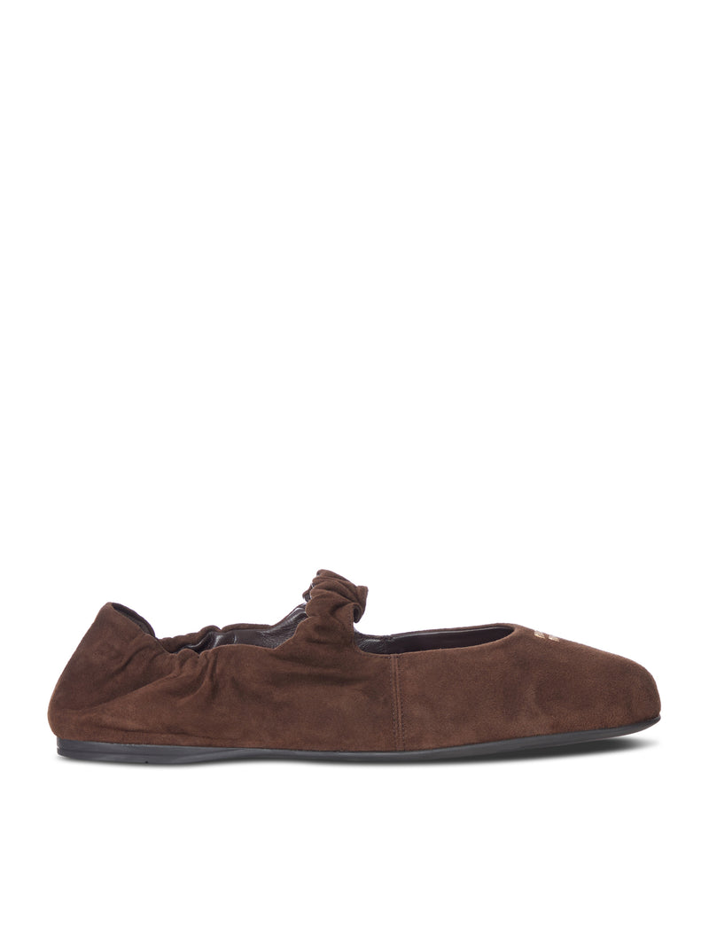 Miu Miu Women Ruffled Suede Ballerinas MIU MIU