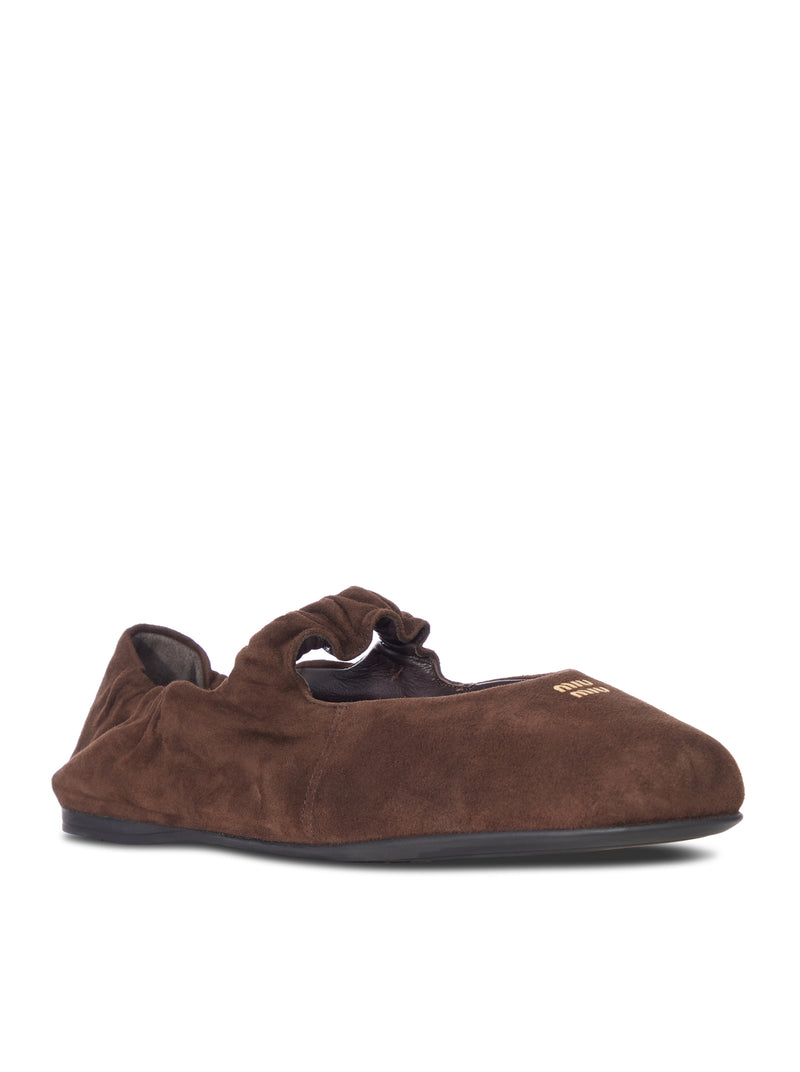 Miu Miu Women Ruffled Suede Ballerinas MIU MIU