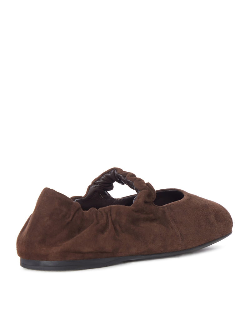 Miu Miu Women Ruffled Suede Ballerinas MIU MIU