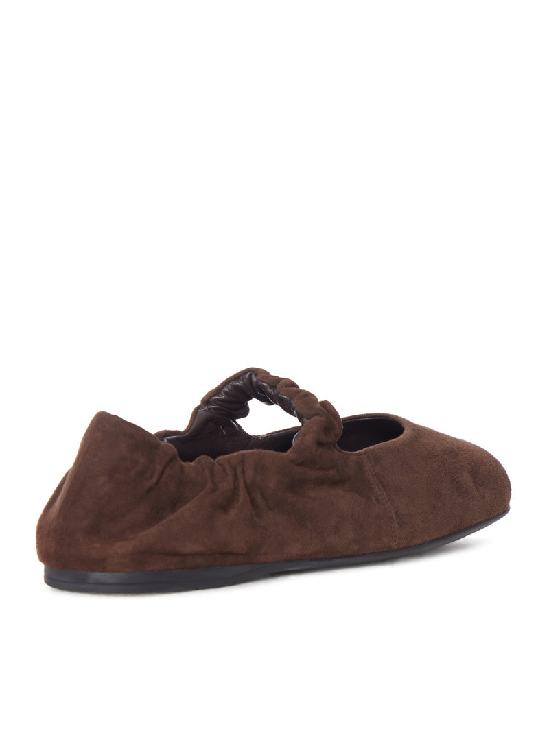 Miu Miu Women Ruffled Suede Ballerinas MIU MIU