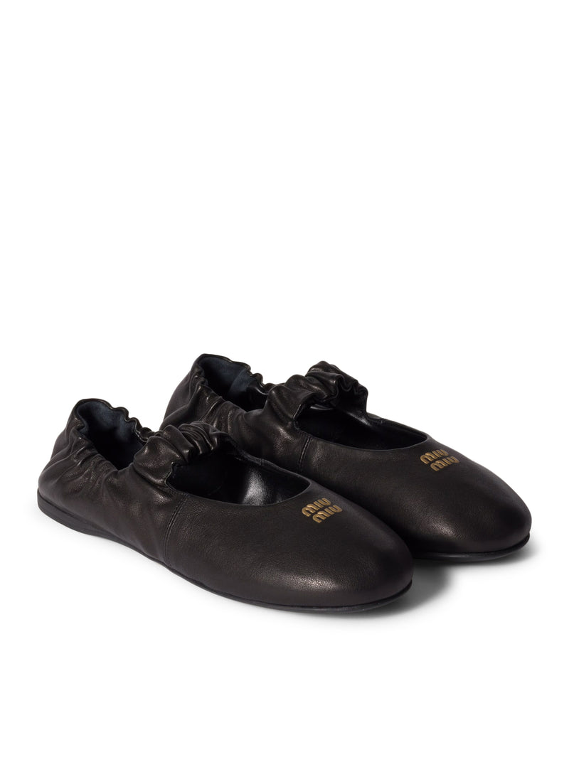 Miu Miu Women Nappa Ruched Ballet Flats MIU MIU