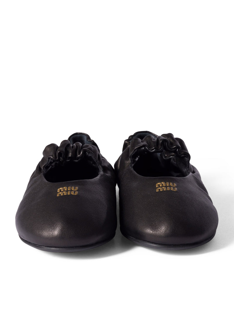 Miu Miu Women Nappa Ruched Ballet Flats MIU MIU