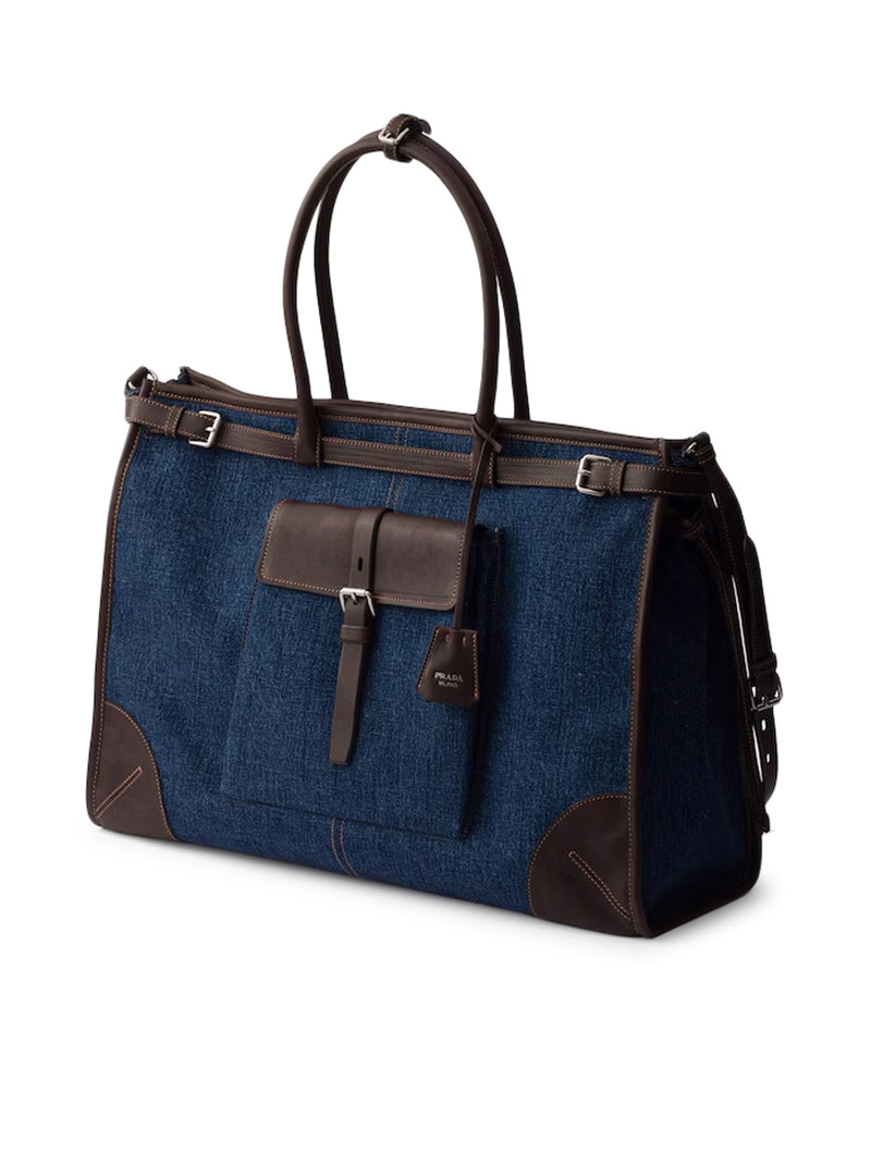 Prada Men Prada Bonnie Shopping Bag In Denim And Leather PRADA