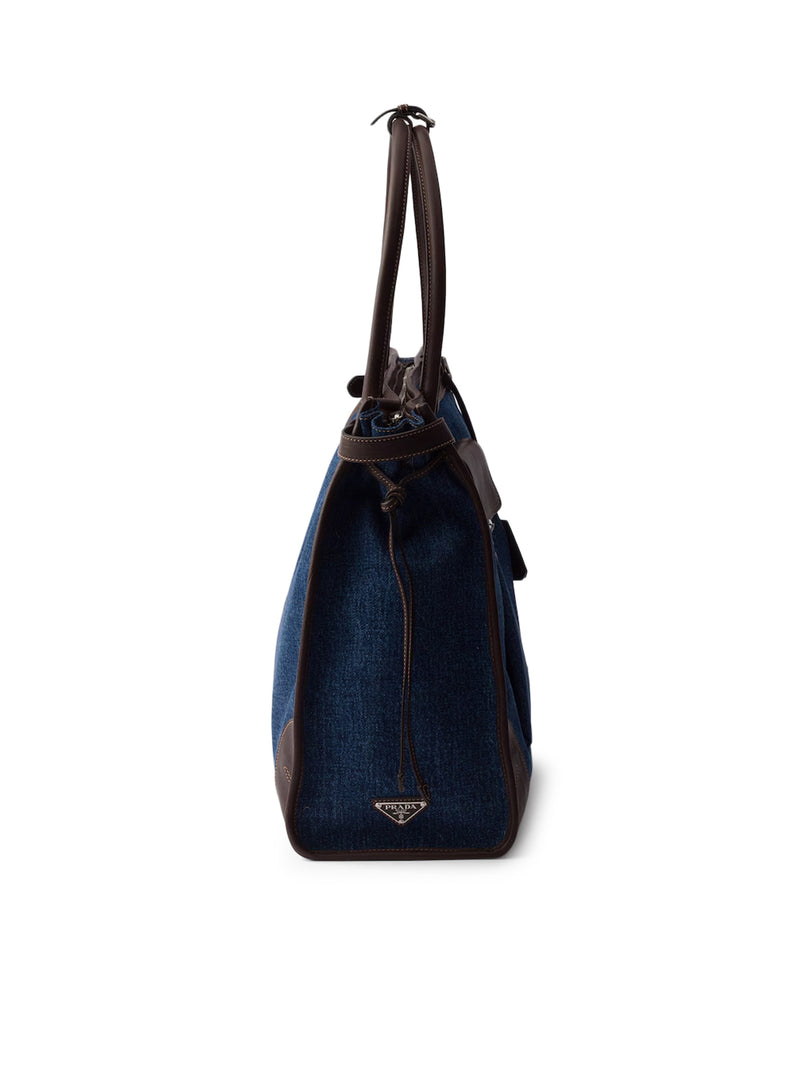 Prada Men Prada Bonnie Shopping Bag In Denim And Leather PRADA