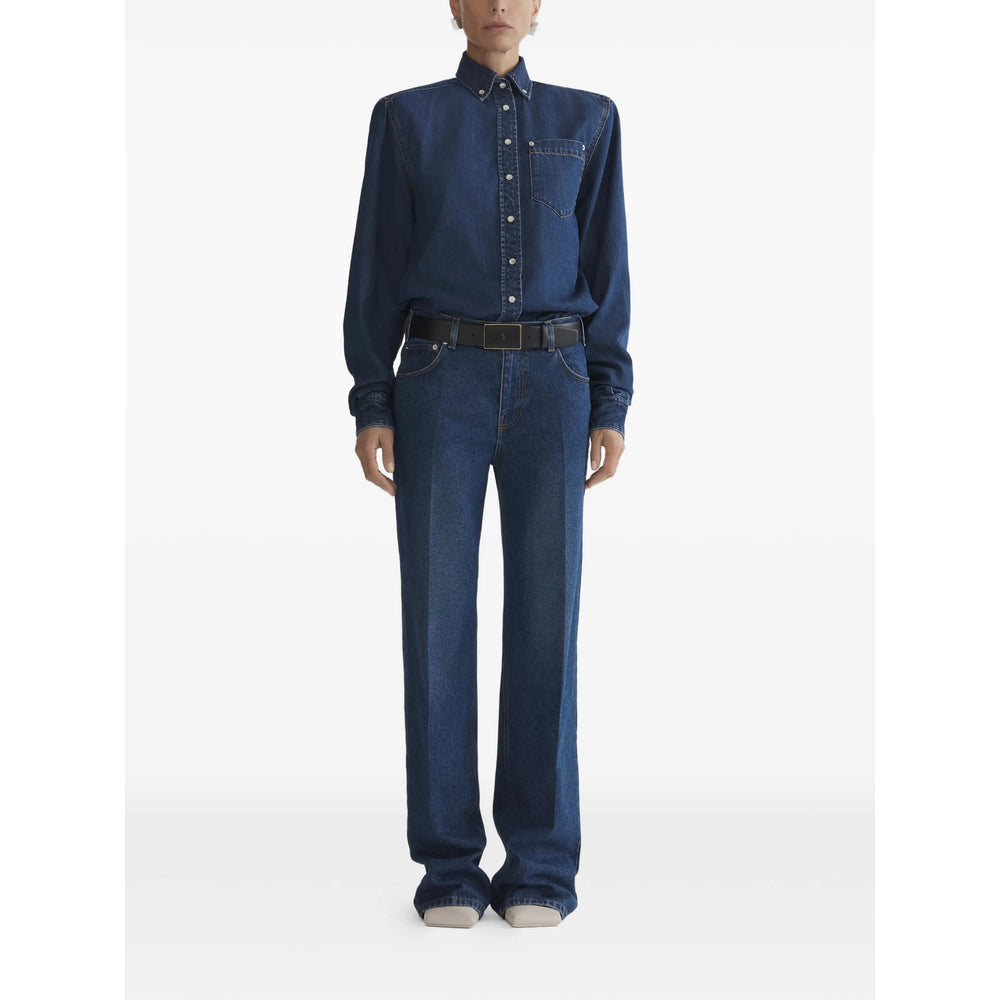 Mugler Blue Trousers - Straight Trousers Women MUGLER