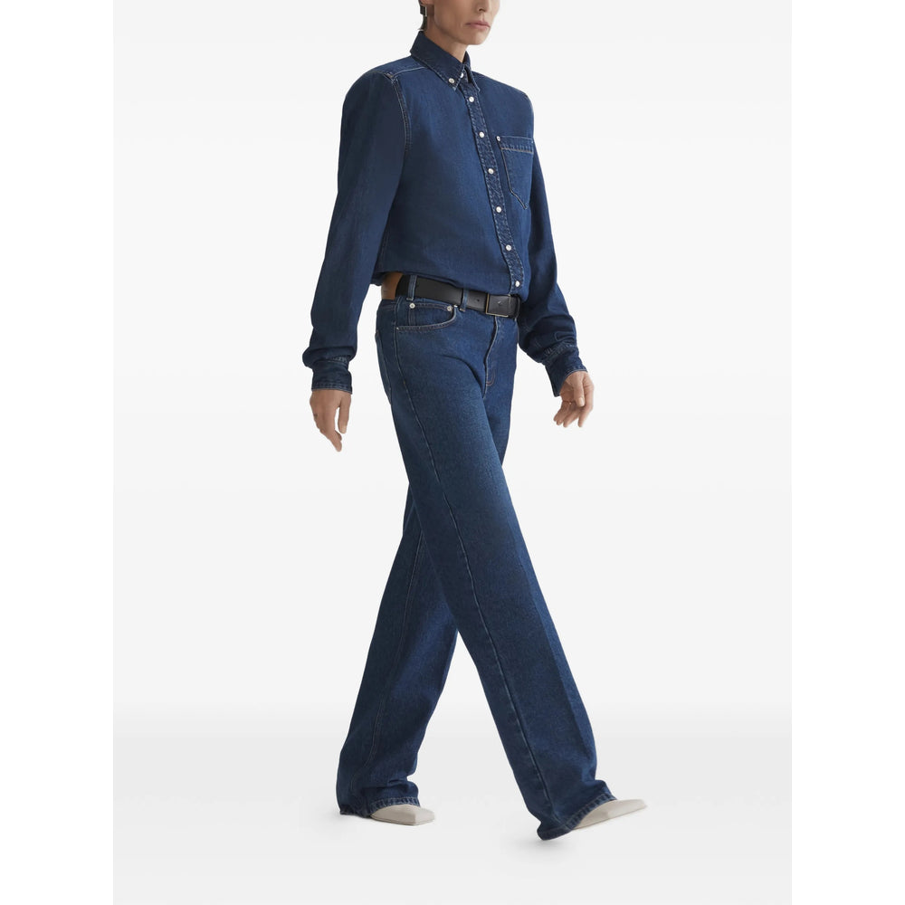 Mugler Blue Trousers - Straight Trousers Women MUGLER