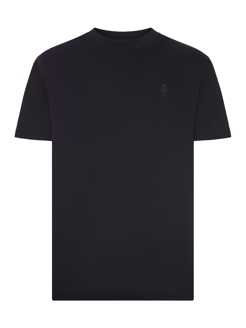 Prada Men Cotton T-Shirt With Embroidered Logo PRADA