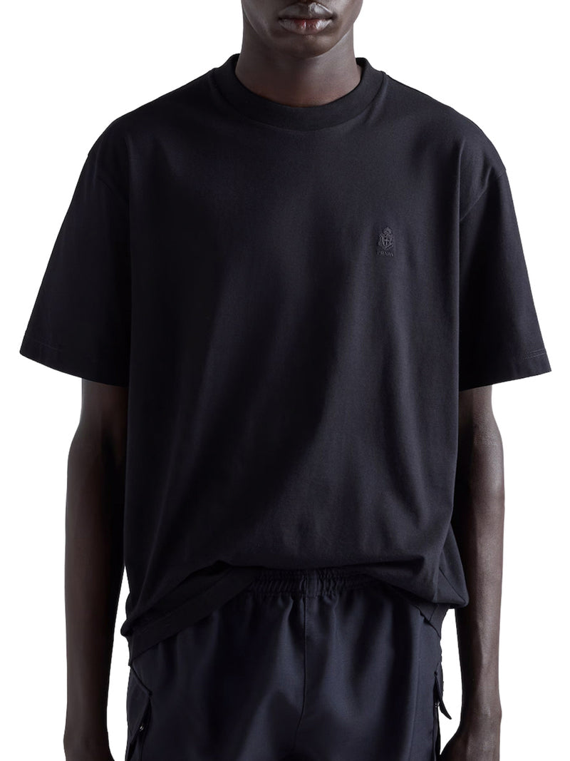 Prada Men Cotton T-Shirt With Embroidered Logo PRADA