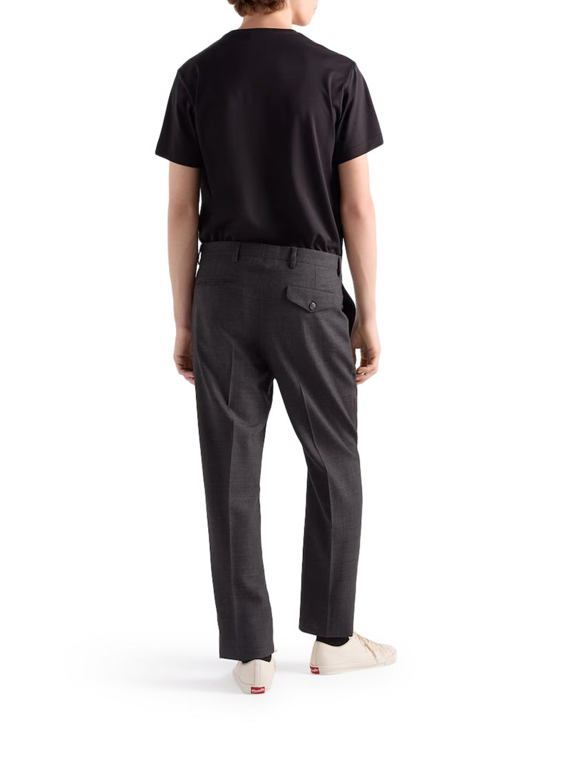 Prada Men Cotton T-Shirt With Logo Plaque PRADA