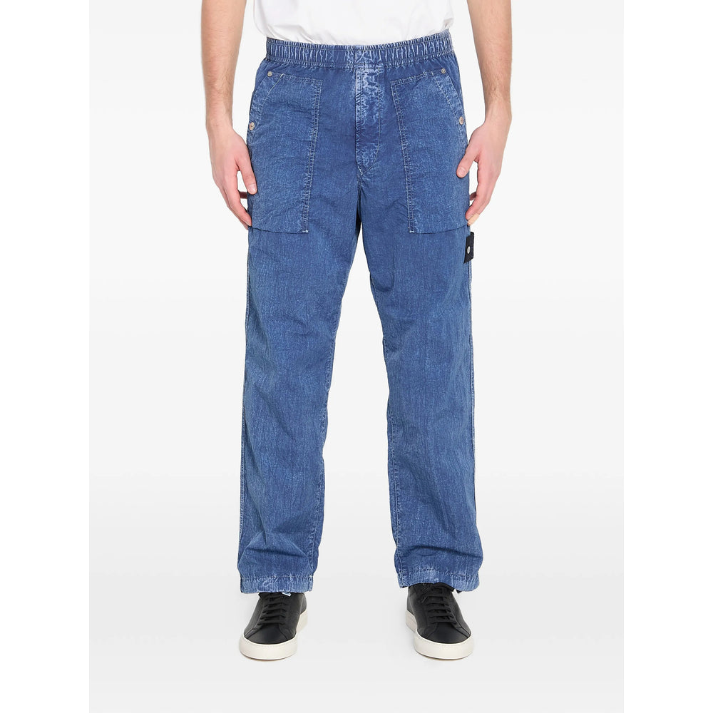 Stone Island Denim Blue Trousers - Regular & Straight-Leg Trousers Men Stone Island Denim