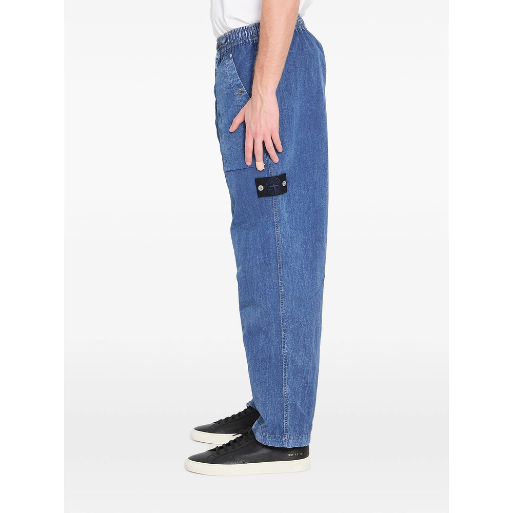Stone Island Denim Blue Trousers - Regular & Straight-Leg Trousers Men Stone Island Denim