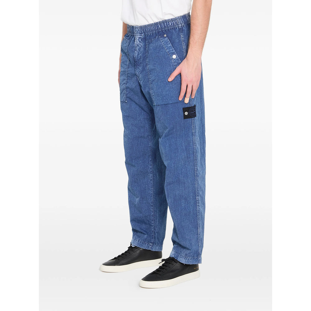 Stone Island Denim Blue Trousers - Regular & Straight-Leg Trousers Men Stone Island Denim
