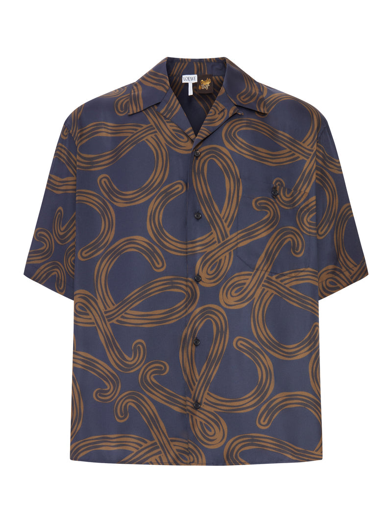 Loewe X Paula`S Ibiza Men Short-Sleeved Silk Twill Shirt With All-Over Anagram Print LOEWE