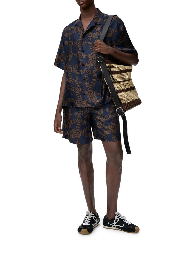 Loewe X Paula`S Ibiza Men Short-Sleeved Silk Twill Shirt With All-Over Anagram Print LOEWE