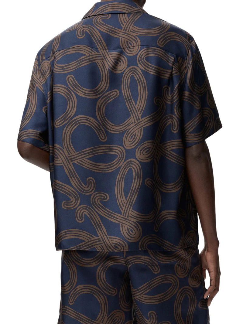 Loewe X Paula`S Ibiza Men Short-Sleeved Silk Twill Shirt With All-Over Anagram Print LOEWE