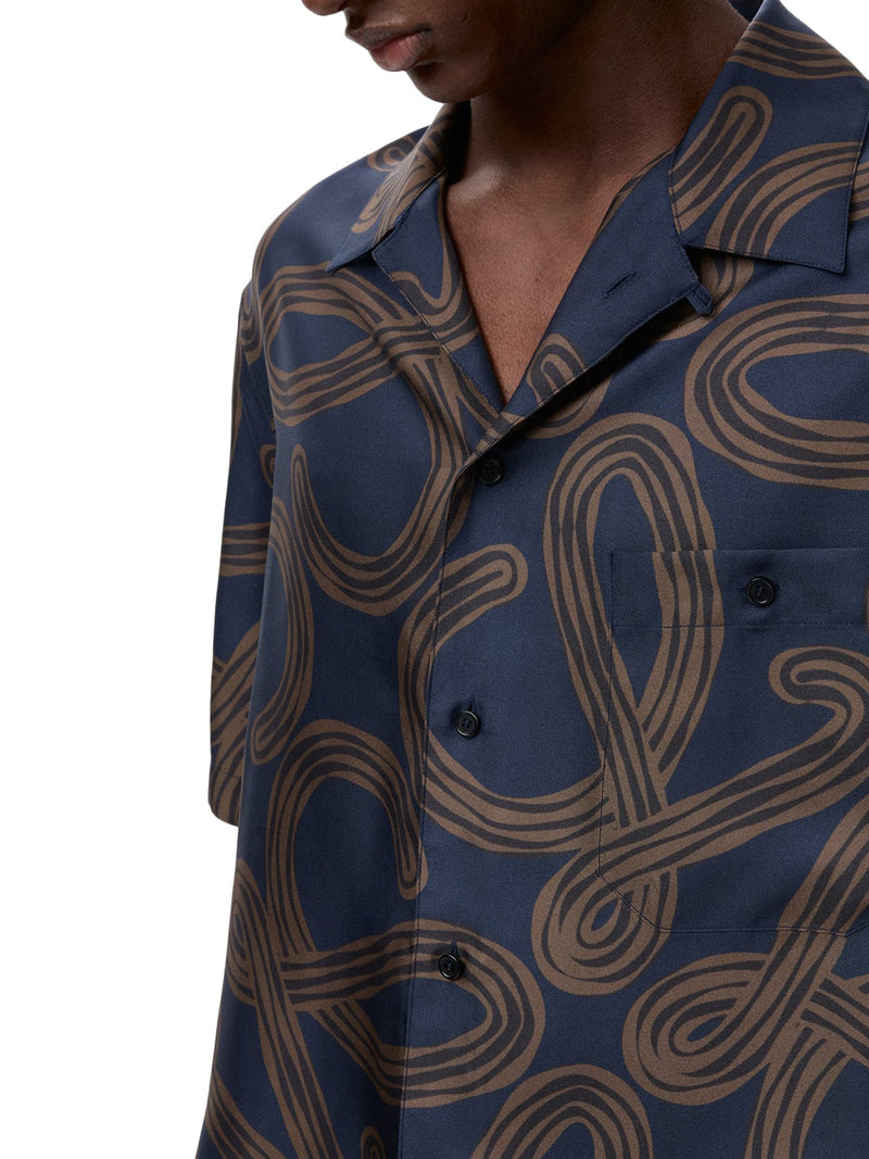 Loewe X Paula`S Ibiza Men Short-Sleeved Silk Twill Shirt With All-Over Anagram Print LOEWE