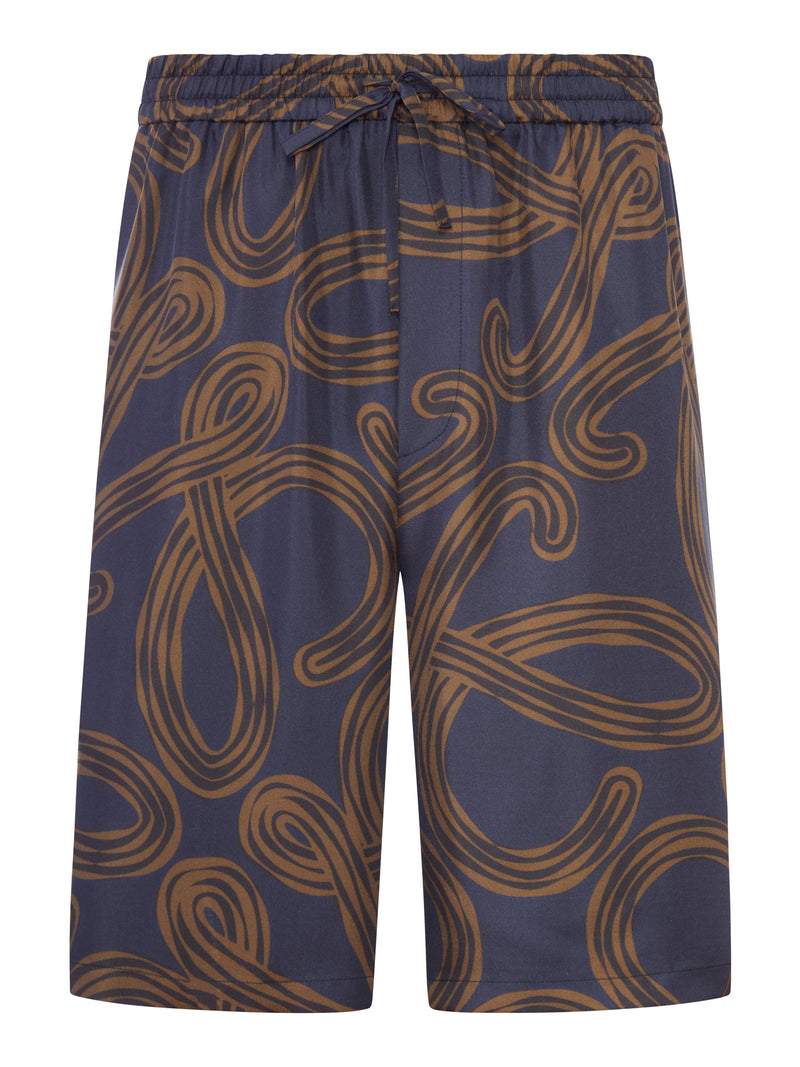 Loewe Men Loewe X Paula`S Ibiza Men Silk Twill Shorts With All-Over Anagram Print LOEWE