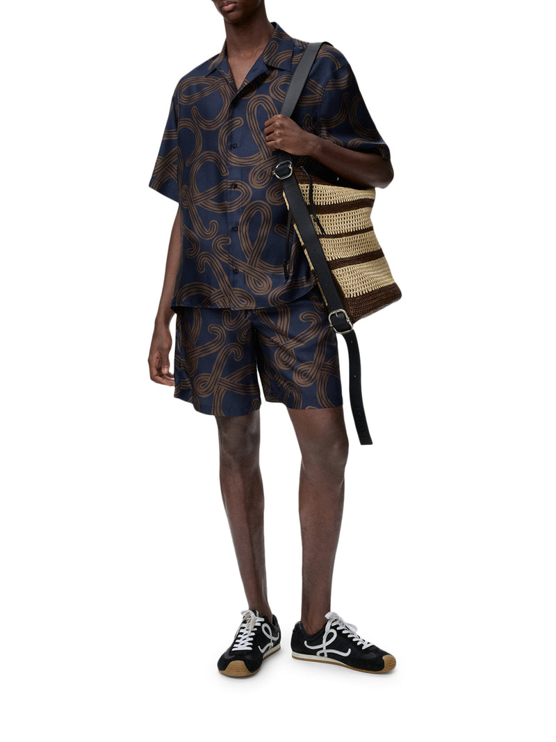 Loewe X Paula`S Ibiza Men Silk Twill Shorts With All-Over Anagram Print LOEWE
