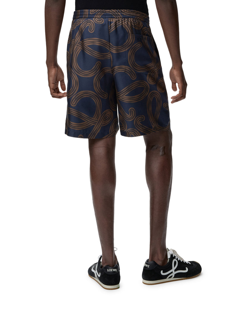 Loewe X Paula`S Ibiza Men Silk Twill Shorts With All-Over Anagram Print LOEWE