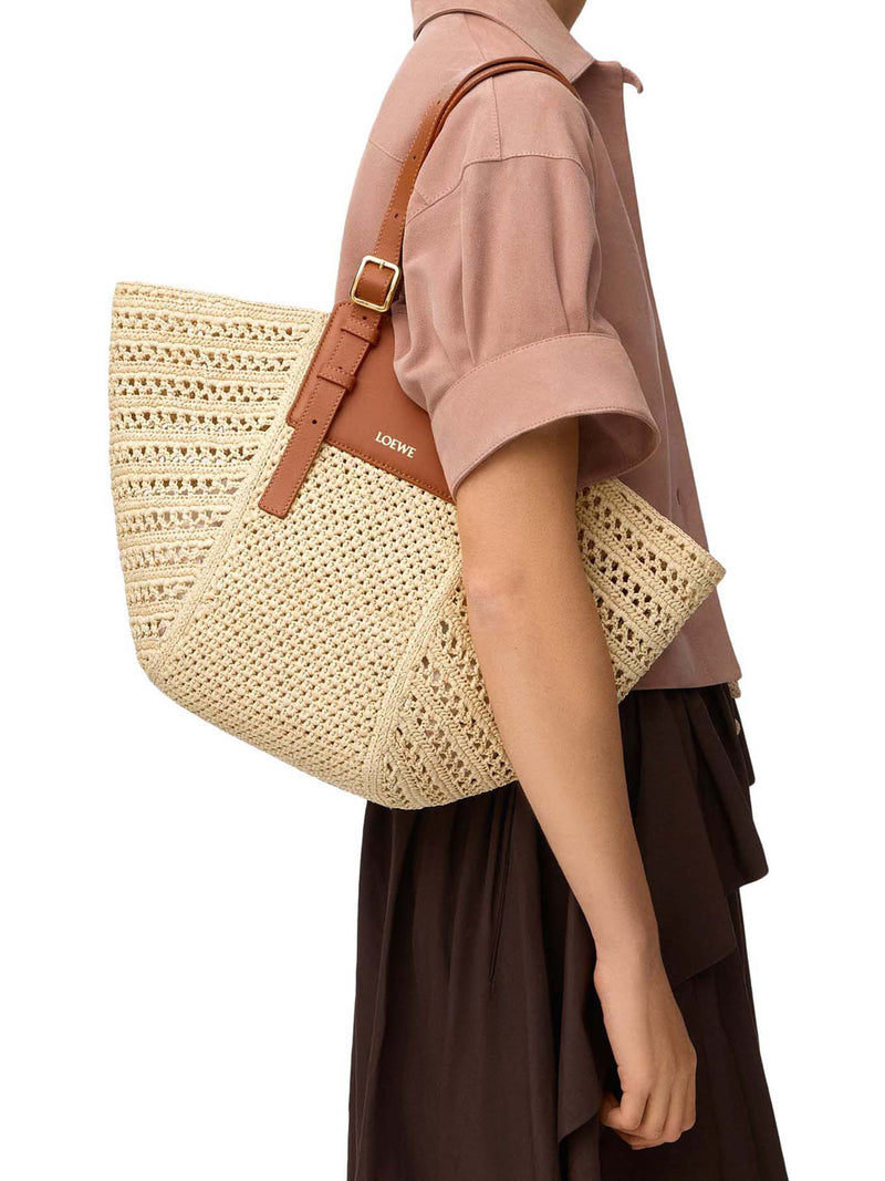 Loewe X Paula`S Ibiza Women Hammock Cabas Medium Bag In Raffia And Calfskin LOEWE