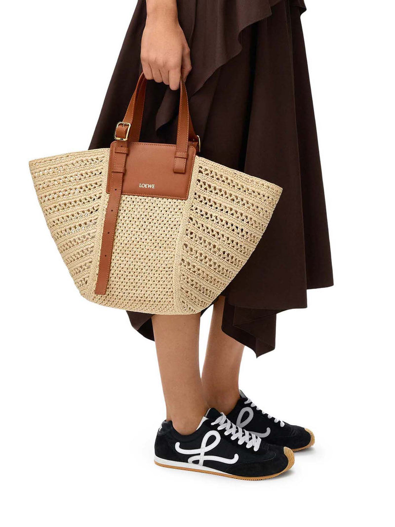 Loewe X Paula`S Ibiza Women Hammock Cabas Medium Bag In Raffia And Calfskin LOEWE
