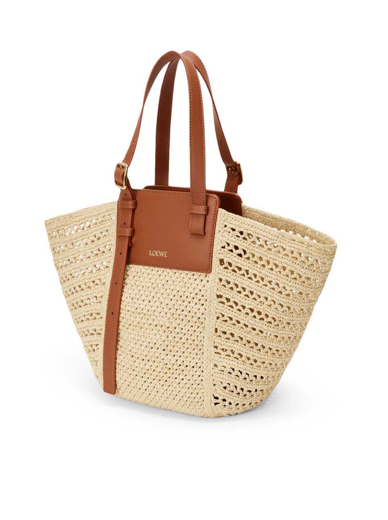 Loewe X Paula`S Ibiza Women Hammock Cabas Medium Bag In Raffia And Calfskin LOEWE