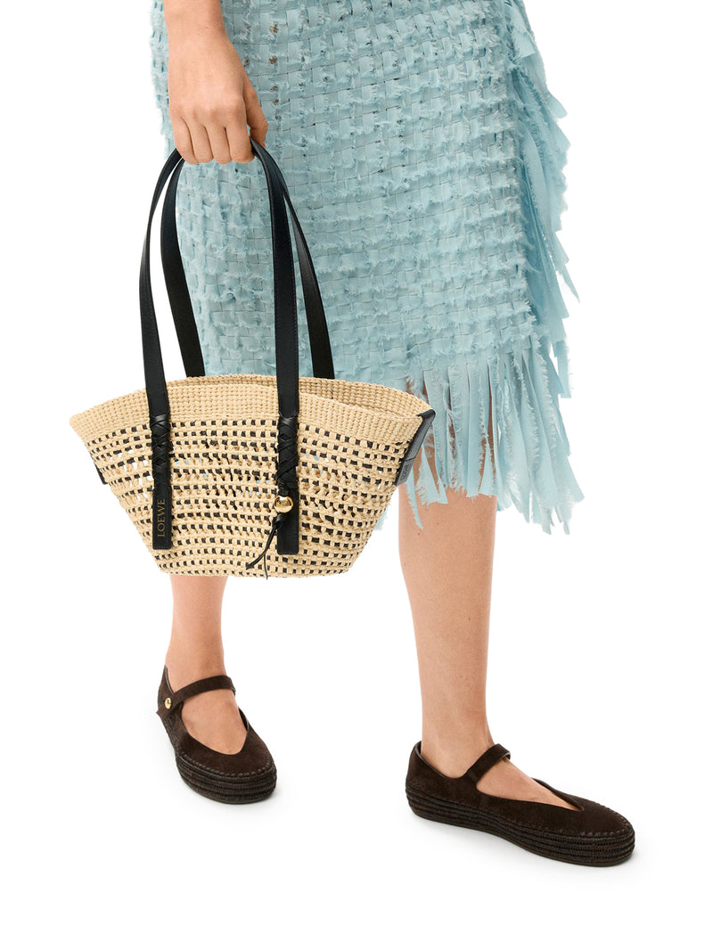 Loewe X Paula`S Ibiza Women Small Woven Basket Made Of Iraca Palm And Calfskin LOEWE