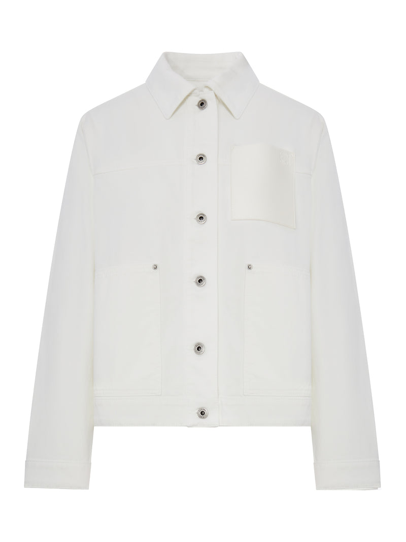 Loewe X Paula`S Ibiza Women Denim Jacket With Applied Leather Pocket LOEWE