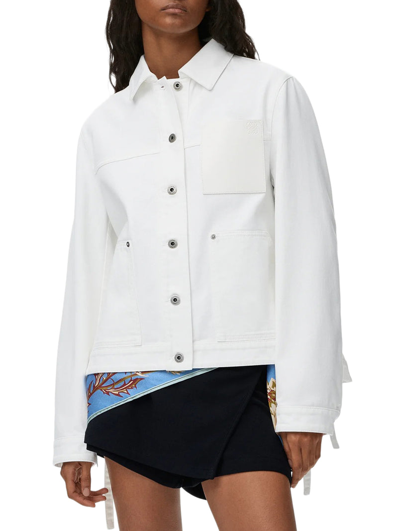 Loewe X Paula`S Ibiza Women Denim Jacket With Applied Leather Pocket LOEWE