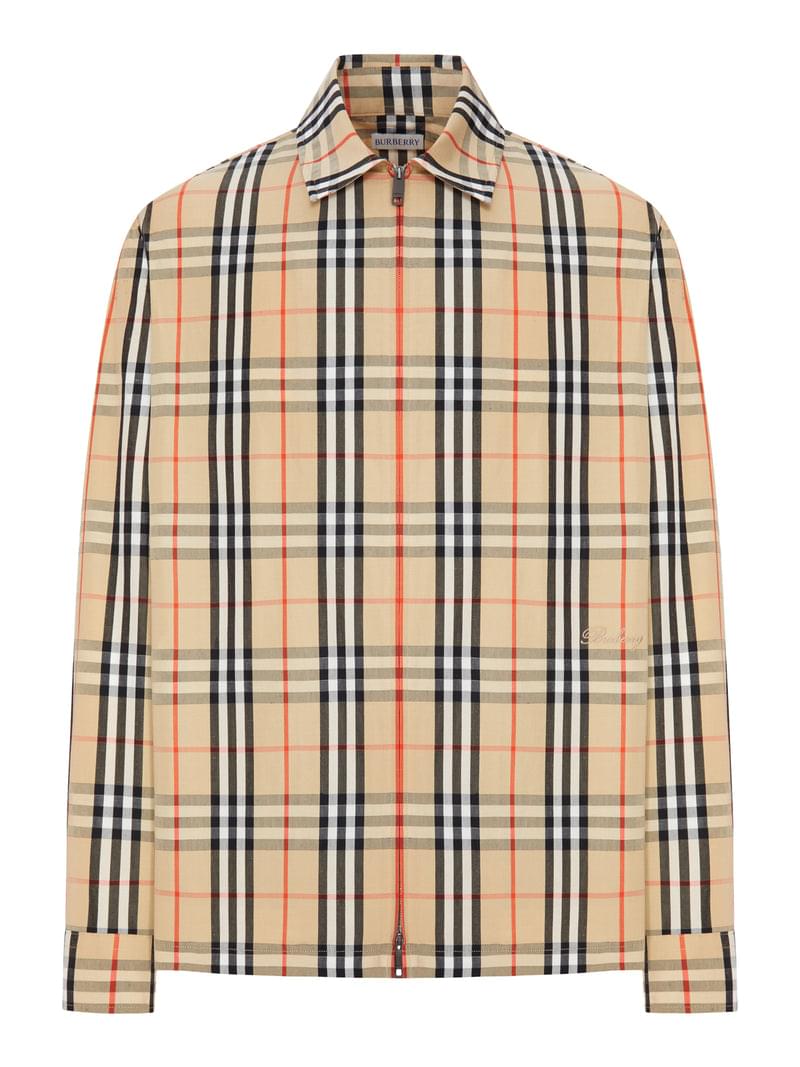 Burberry Men Check Cotton And Linen Overshirt BURBERRY