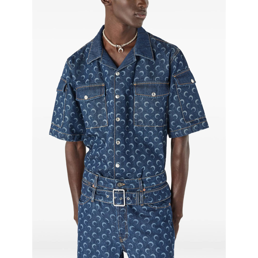 Marine Serre Blue Shirts Men MARINE SERRE