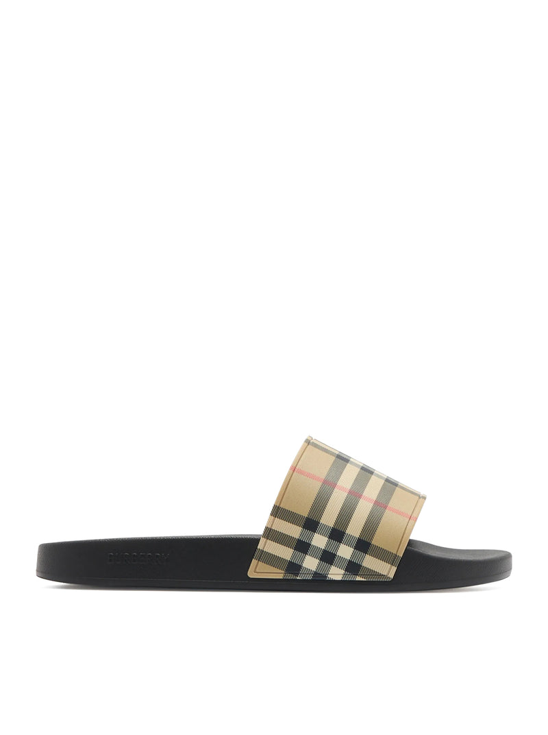 Burberry Men Slippers With Check Print Band BURBERRY