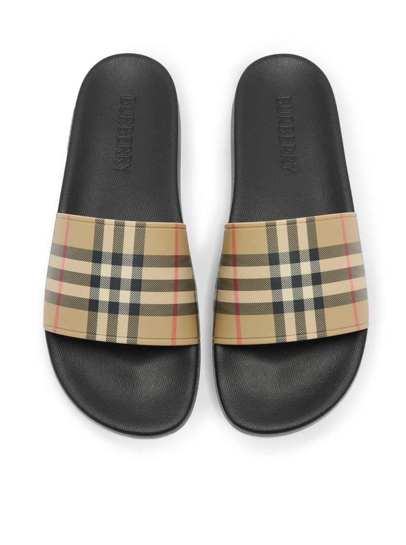 Burberry Men Slippers With Check Print Band BURBERRY