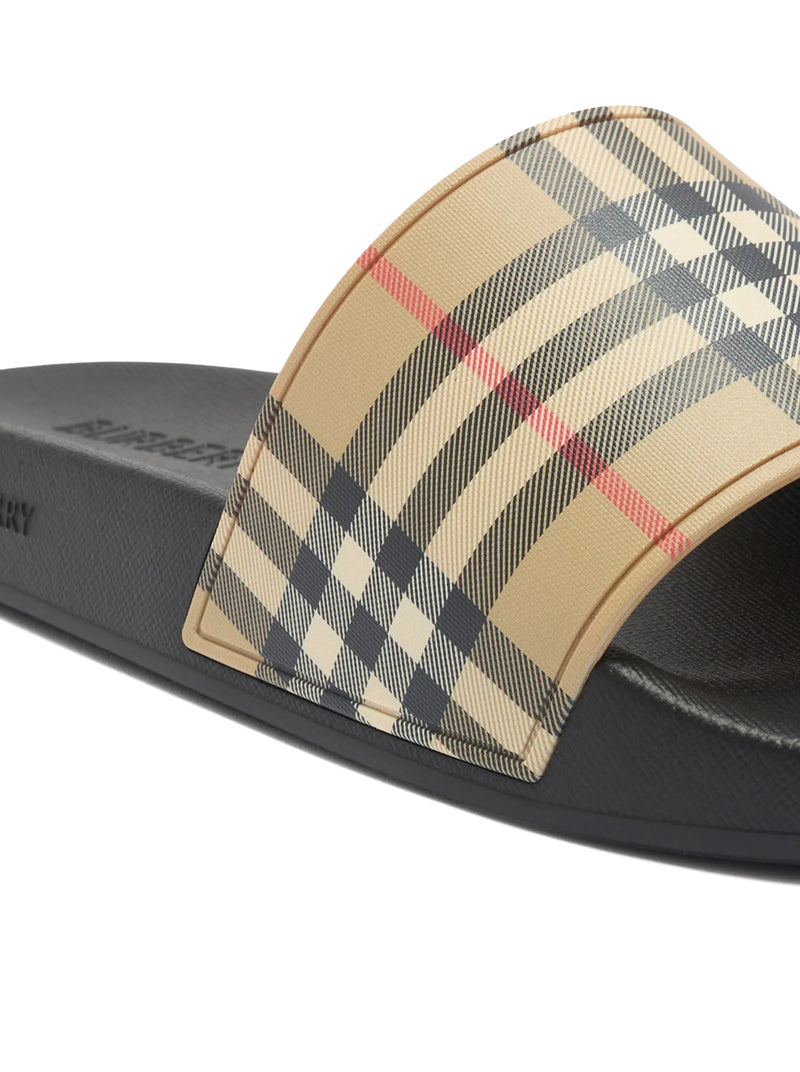 Burberry Men Slippers With Check Print Band BURBERRY