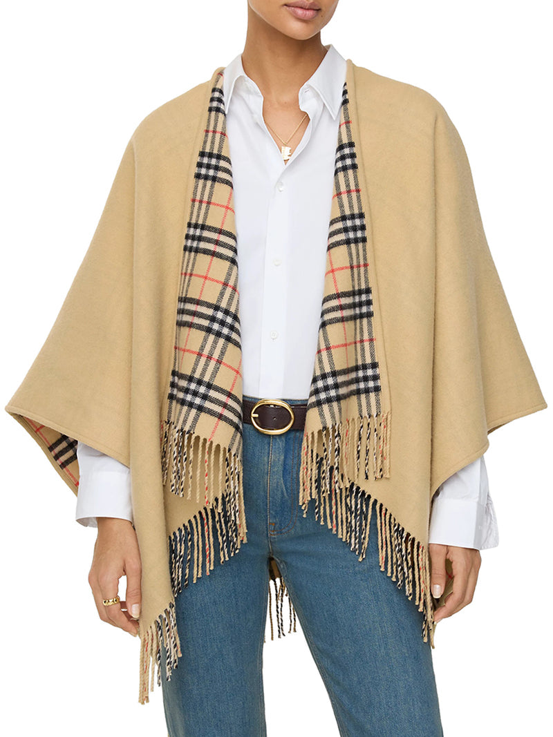 Burberry Women Reversible Check Wool Cape BURBERRY