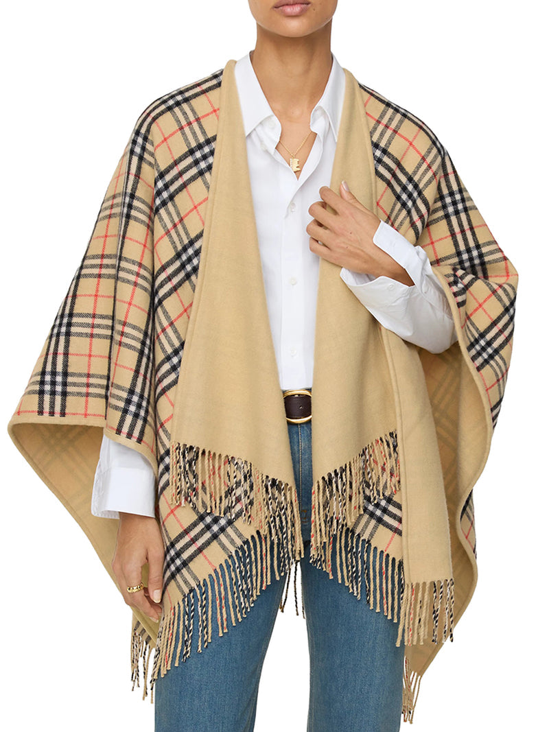 Burberry Women Reversible Check Wool Cape BURBERRY