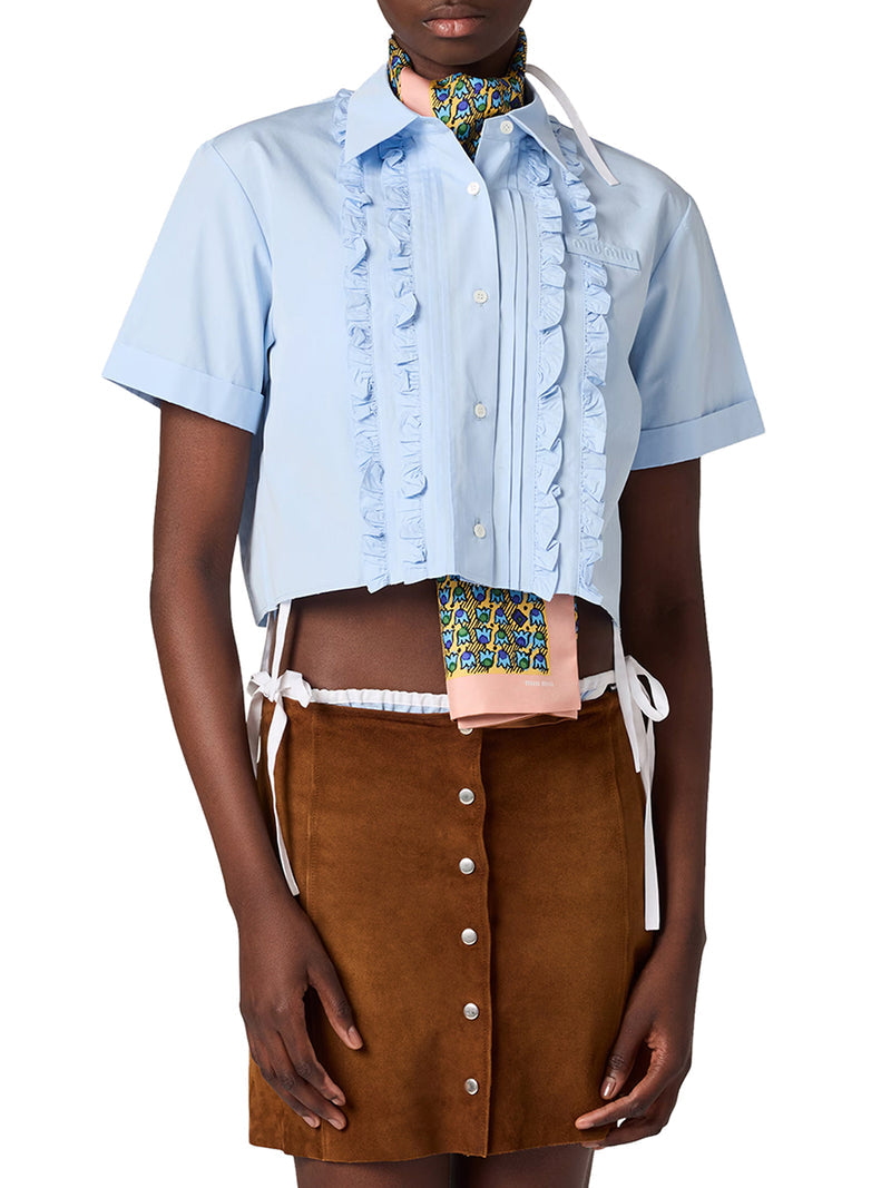 Miu Miu Women Poplin Shirt With Ruffled Details MIU MIU