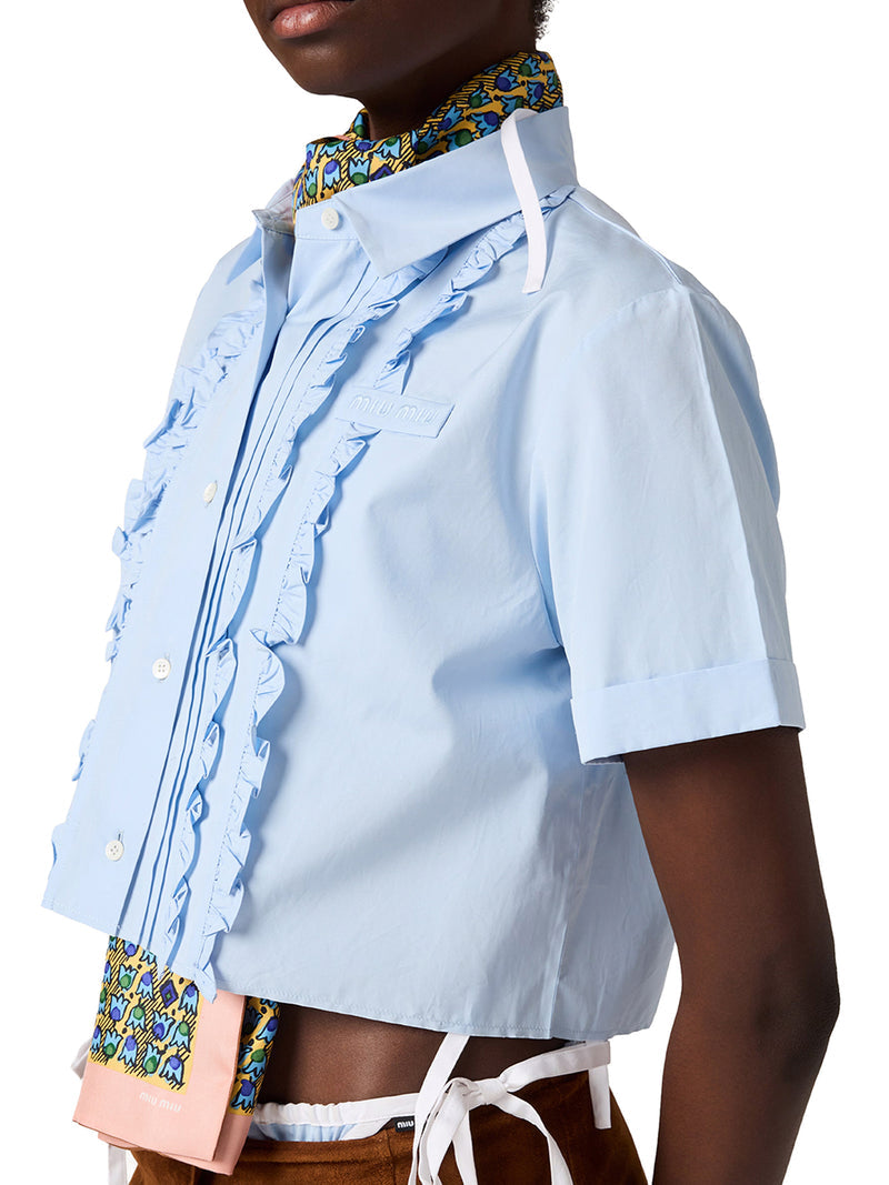 Miu Miu Women Poplin Shirt With Ruffled Details MIU MIU