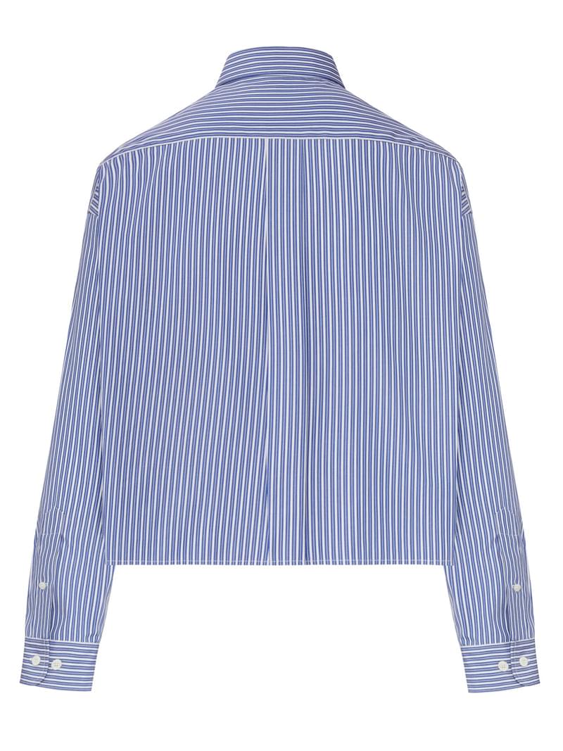 Miu Miu Women Cropped Striped Cotton Shirt MIU MIU