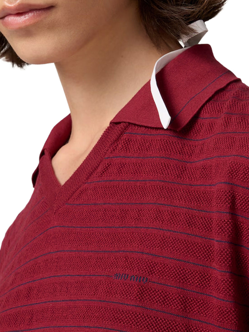 Miu Miu Women V-Neck Cotton Sweater MIU MIU