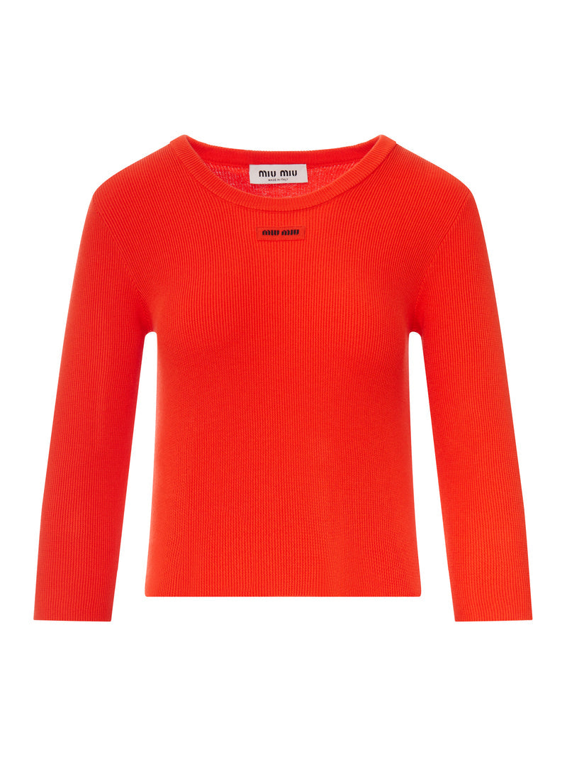 Miu Miu Women Crew Neck Cotton Sweater MIU MIU
