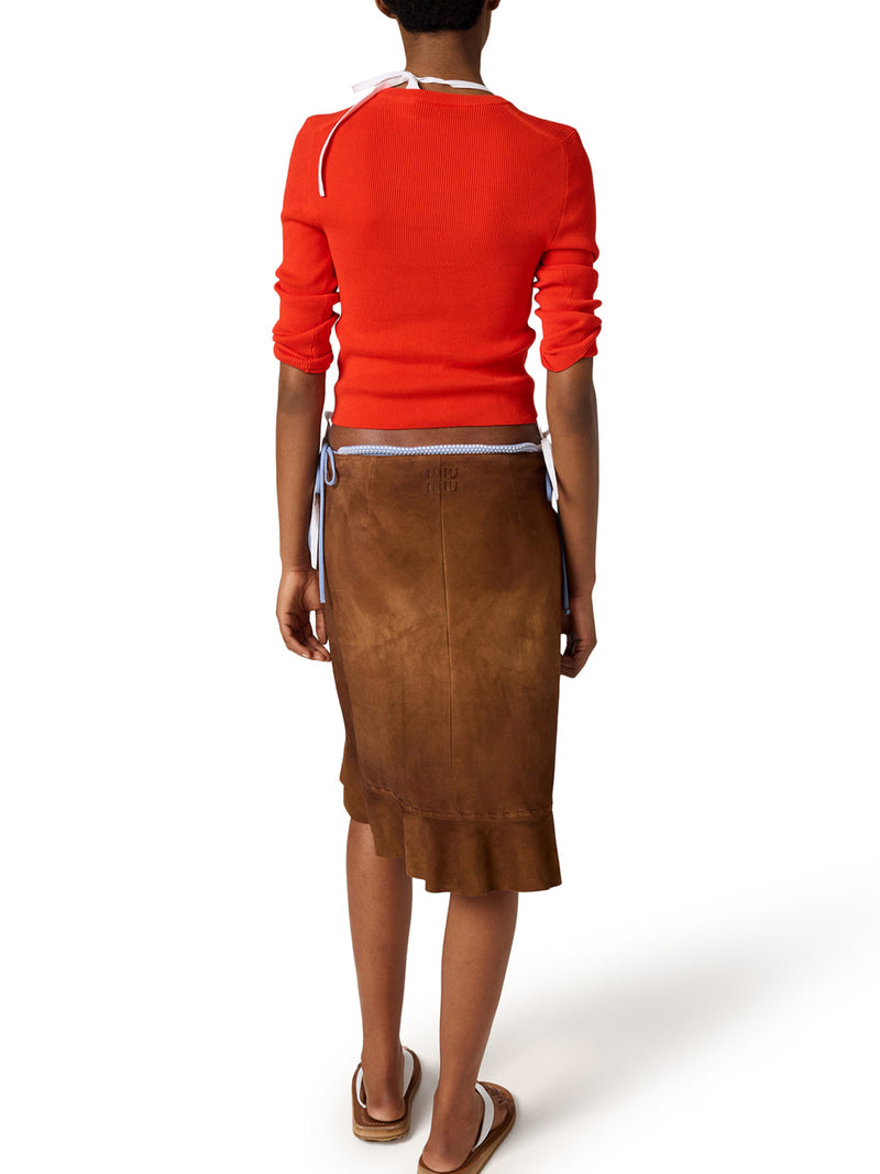 Miu Miu Women Crew Neck Cotton Sweater MIU MIU