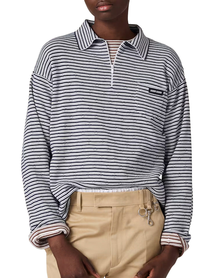 Miu Miu Women Cotton, Cashmere And Silk Polo Shirt MIU MIU