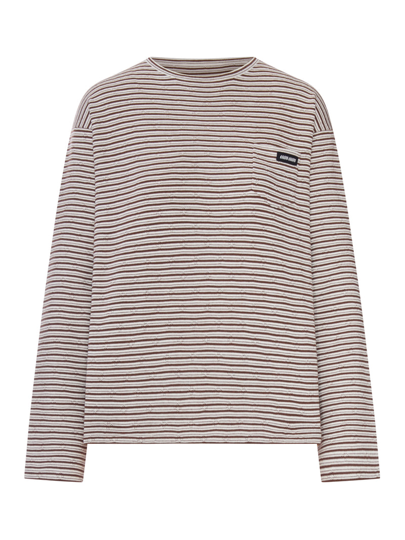 Miu Miu Women Striped Cotton And Cashmere Blend T-Shirt MIU MIU